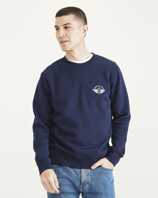 Dockers férfiak crewneck pulóver, normál szabású P840P557 ruházat sötétkék blézer - kék