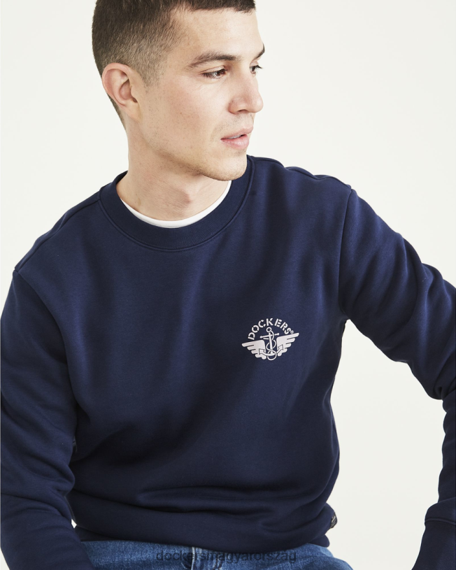 Dockers férfiak crewneck pulóver, normál szabású P840P557 ruházat sötétkék blézer - kék