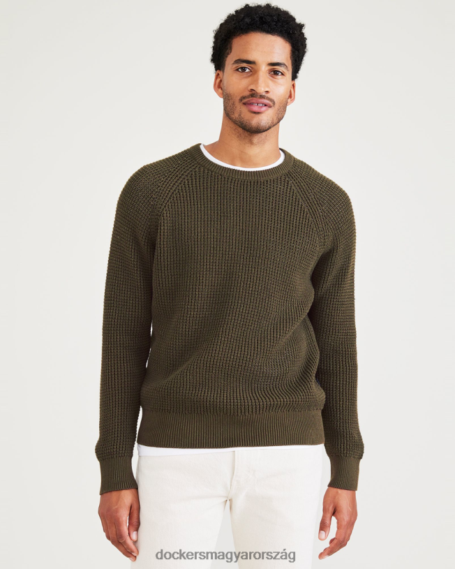 Dockers férfiak húzott nyakú pulóver, normál szabású P840P652 ruházat erdei éjszaka - zöld