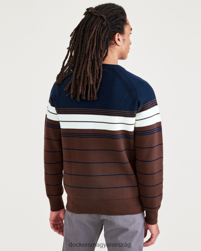 Dockers férfiak húzott nyakú pulóver, normál szabású P840P653 ruházat sötétkék blézercsík - kék