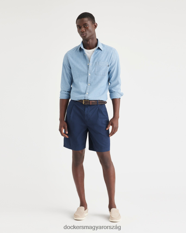 Dockers férfiak eredeti redőzött 8,5"-es rövid, klasszikus szabású P840P278 ruházat sötétkék
