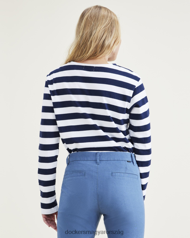 Dockers nők csónaknyakú ing, normál szabású P840P1291 ruházat pismo sötétkék blézercsíkos - kék