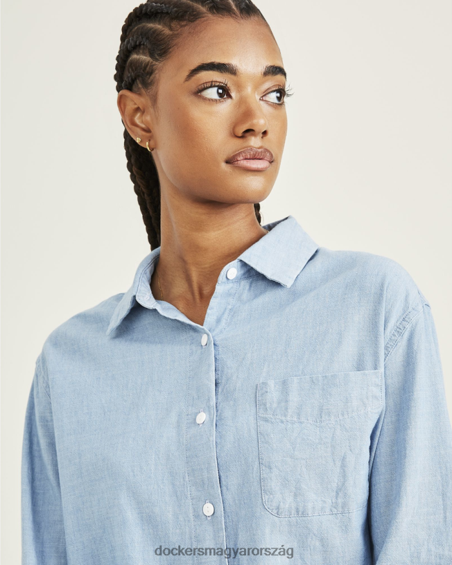 Dockers nők eredeti gombos ing, laza fazon P840P1282 ruházat világos indigó öblítő - kék