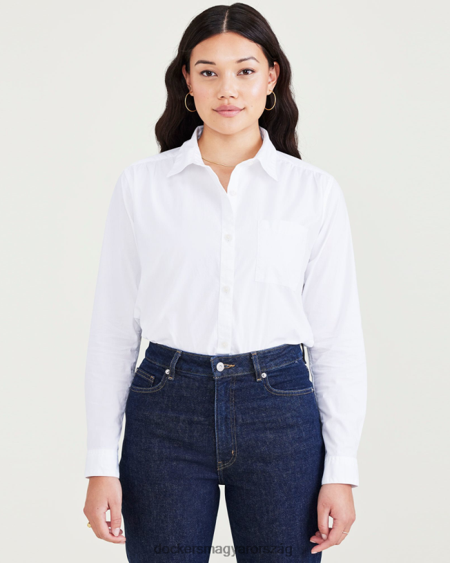 Dockers nők kedvenc gombos ing, normál szabású P840P1113 ruházat fényes fehér