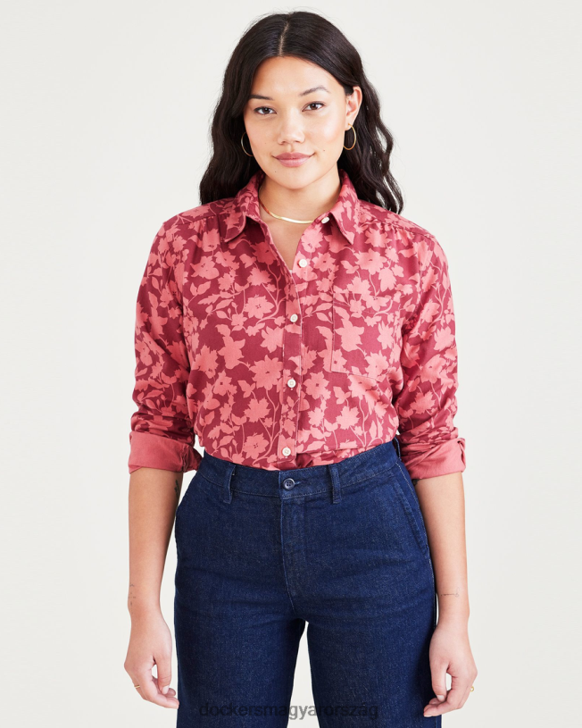 Dockers nők kedvenc gombos ing, normál szabású P840P1251 ruházat csengőhang tibeti vörös - piros