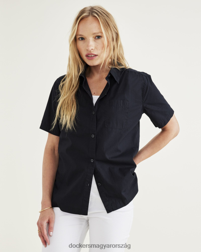 Dockers nők kedvenc gombos, szabályos szabású P840P1124 ruházat gyönyörű fekete