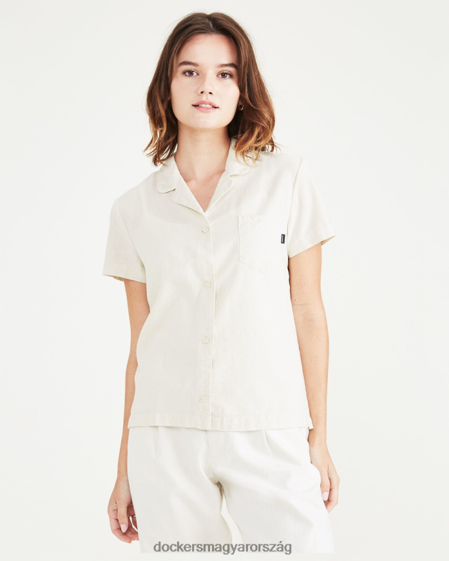 Dockers nők tábori galléros ing, klasszikus fazon P840P1328 ruházat kócsag - fehér