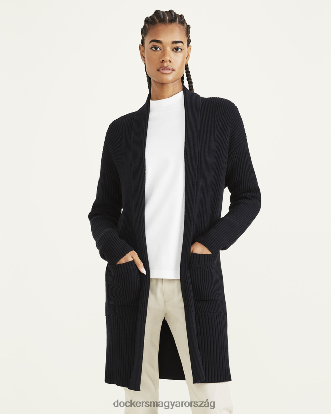 Dockers nők hosszú kardigán pulóver, laza fazon P840P1320 ruházat gyönyörű fekete