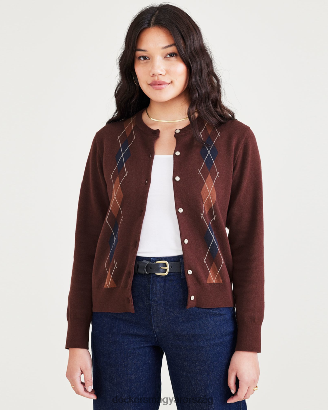 Dockers nők kardigán, normál szabású P840P1318 ruházat mini argyle dekadens csokoládé - ​​barna