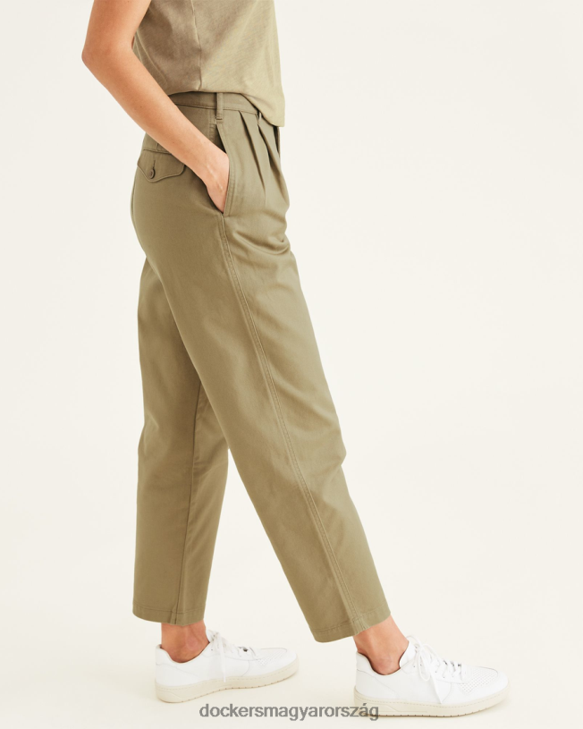 Dockers nők eredeti khaki, redőzött, magas derekú, elvékonyodó fazon P840P1201 ruházat új brit khaki