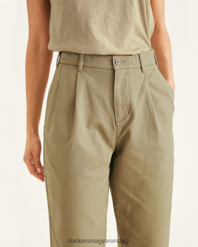 Dockers nők eredeti khaki, redőzött, magas derekú, elvékonyodó fazon P840P1201 ruházat új brit khaki