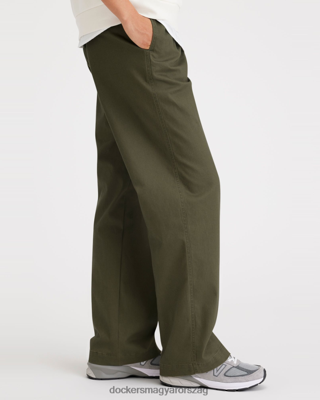 Dockers nők eredeti khaki, redőzött, magasan széles fazonú P840P1121 ruházat keki zöld
