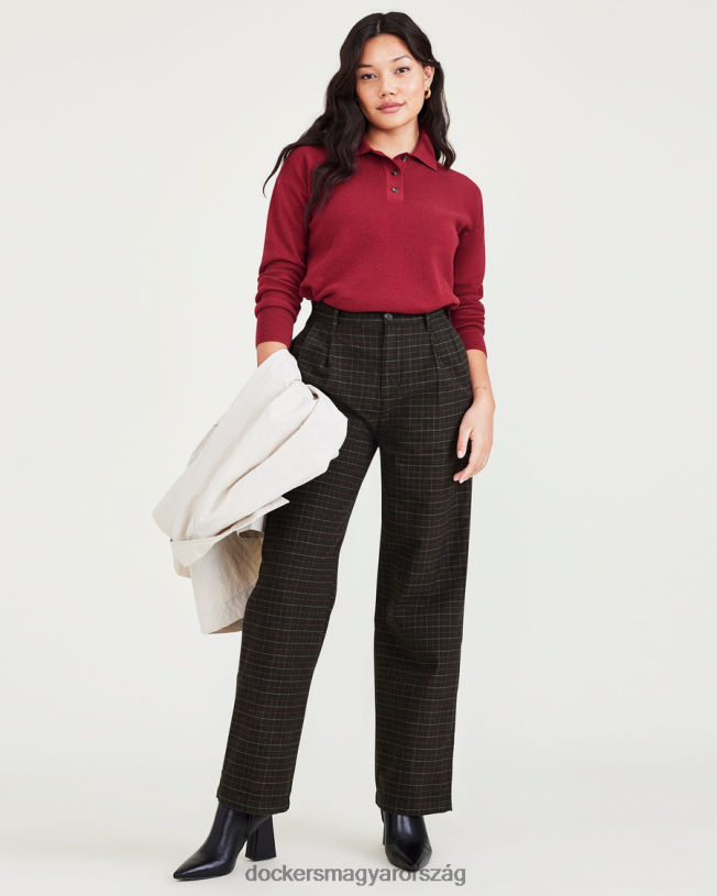 Dockers nők eredeti khaki, redőzött, magasan széles fazonú P840P1217 ruházat fekete bab - fekete