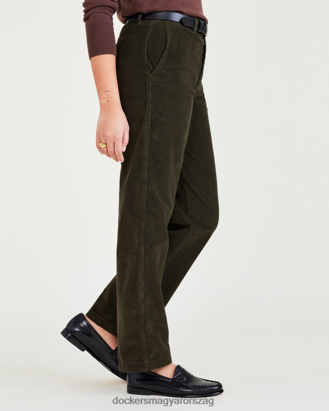 Dockers nők eredeti khakis, magas derekú, egyenes fazonú P840P1212 ruházat erdei éjszaka - zöld