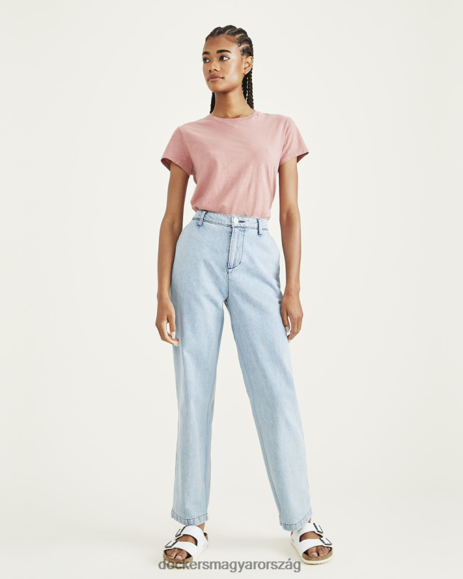 Dockers nők eredeti khakis, magas derekú, egyenes fazonú P840P1215 ruházat világos indigó kőmosó - kék