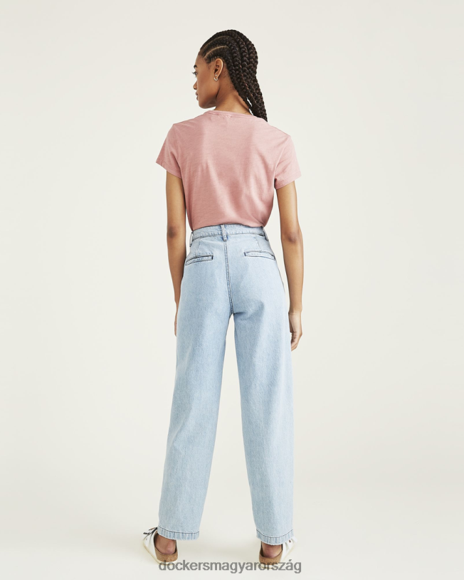 Dockers nők eredeti khakis, magas derekú, egyenes fazonú P840P1215 ruházat világos indigó kőmosó - kék