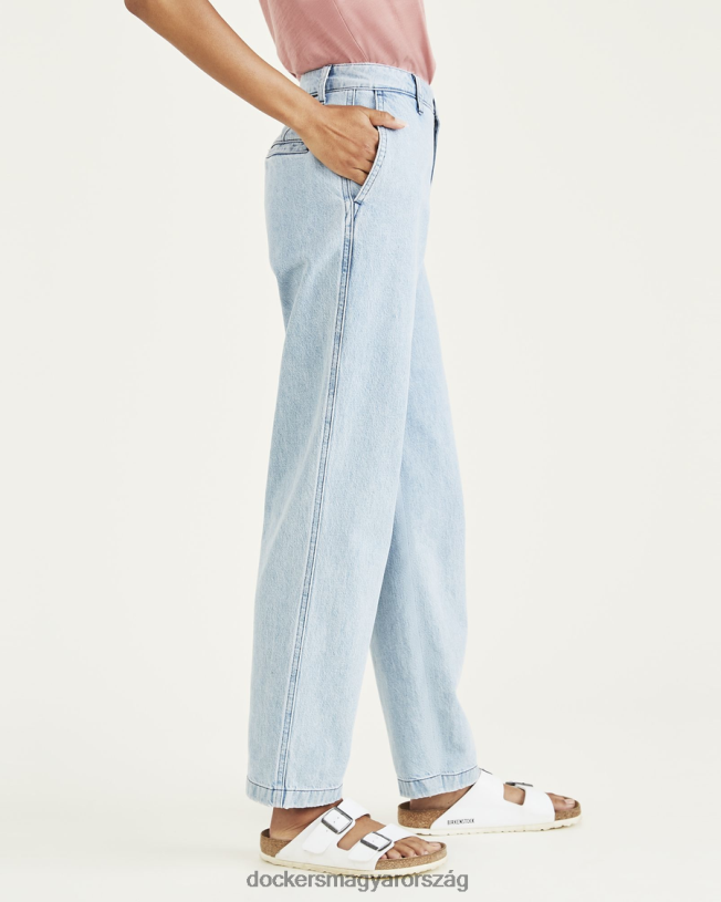 Dockers nők eredeti khakis, magas derekú, egyenes fazonú P840P1215 ruházat világos indigó kőmosó - kék
