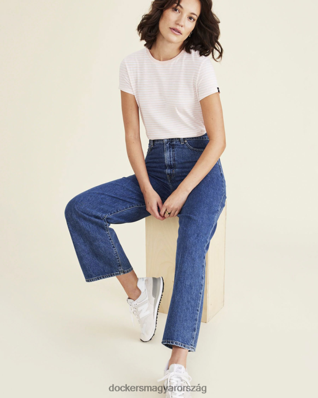 Dockers nők farmer szabású nadrág, magas egyenes szabású P840P1126 ruházat közepes indigó kőmosó - kék