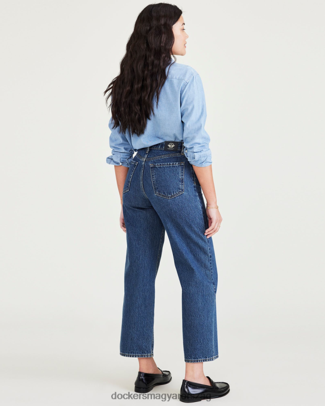 Dockers nők farmer szabású nadrág, magas egyenes szabású P840P1127 ruházat közepes indigó kőmosó - kék