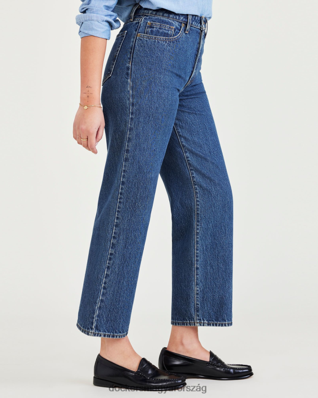 Dockers nők farmer szabású nadrág, magas egyenes szabású P840P1127 ruházat közepes indigó kőmosó - kék