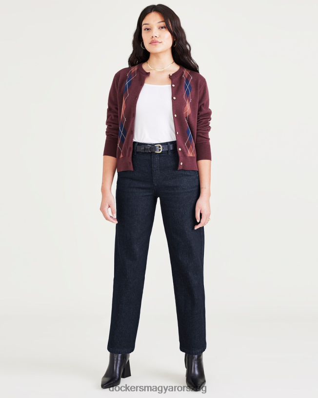 Dockers nők hétvégi chinos, magas egyenes fazon P840P1306 ruházat sötét indigó öblítő - kék