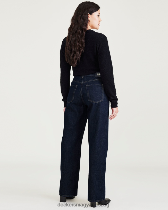 Dockers nők közepes magasságú farmer, laza szabású P840P1297 ruházat sötét indigó kőmosó - kék