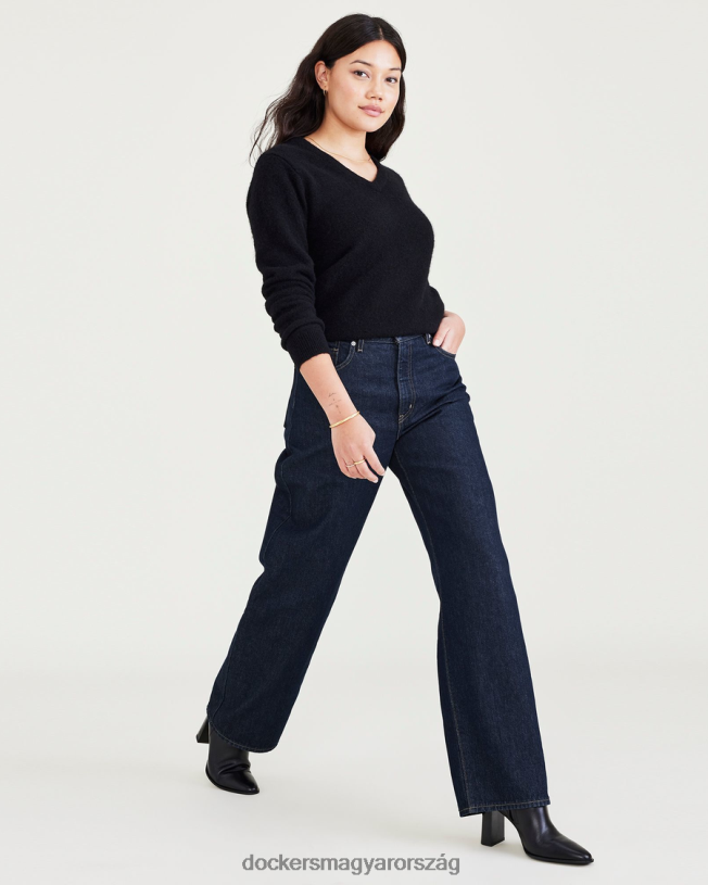 Dockers nők közepes magasságú farmer, laza szabású P840P1297 ruházat sötét indigó kőmosó - kék