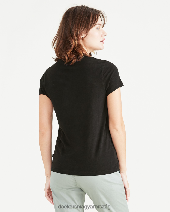 Dockers nők V-nyakú póló, vékony szabású P840P1163 ruházat gyönyörű fekete