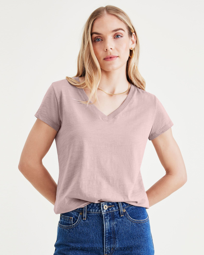 Dockers nők V-nyakú póló, vékony szabású P840P1271 ruházat lila galamb