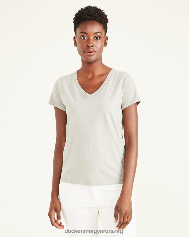 Dockers nők V-nyakú póló, vékony szabású P840P1272 ruházat erdei köd - szürke
