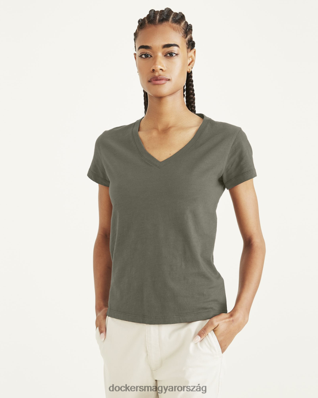 Dockers nők V-nyakú póló, vékony szabású P840P1274 ruházat camo - zöld