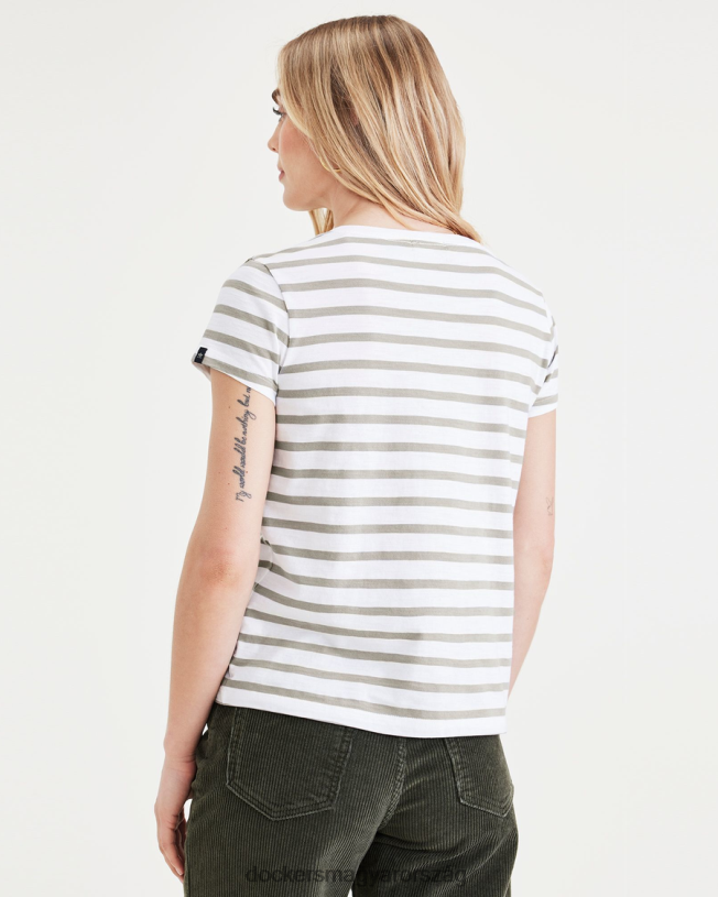 Dockers nők V-nyakú póló, vékony szabású P840P1275 ruházat erdei köd - zöld