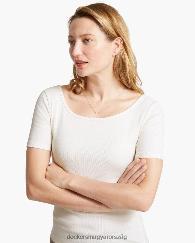 Dockers nők gombóc nyakú póló P840P1324 ruházat kócsag - fehér