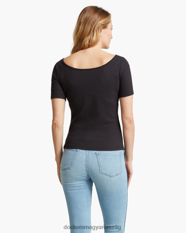 Dockers nők gombóc nyakú póló P840P1326 ruházat fekete