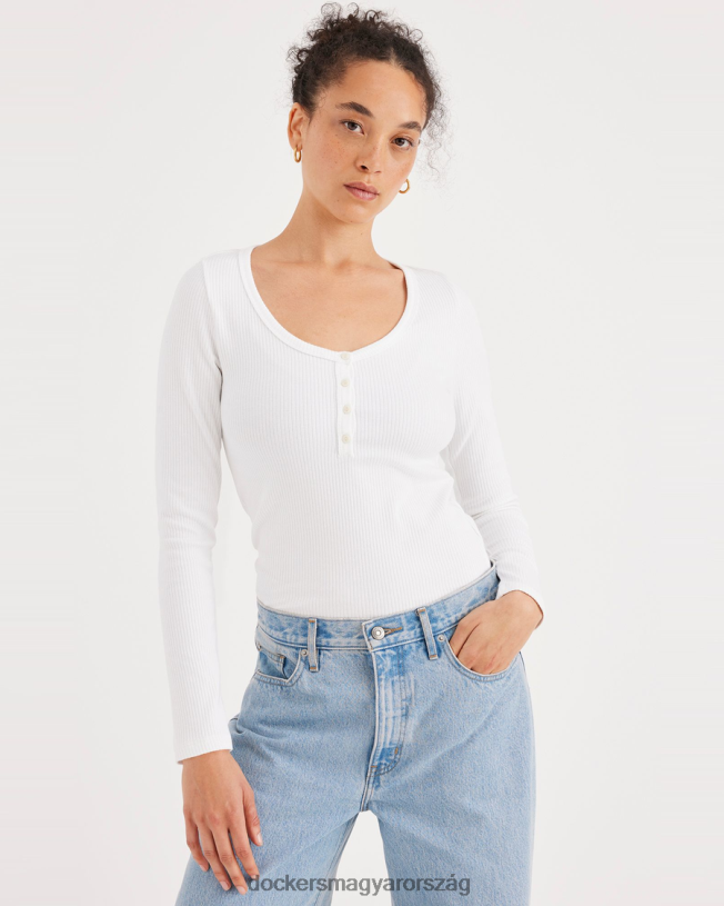 Dockers nők henley, vékony szabású P840P1152 ruházat fényes fehér