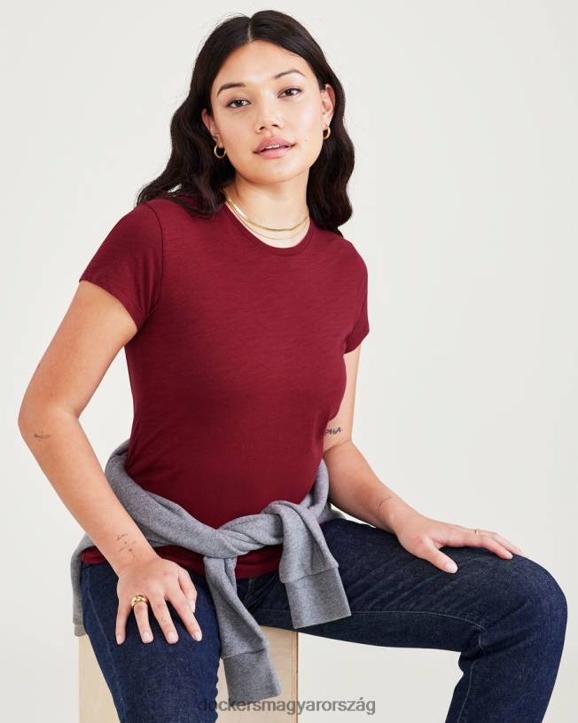 Dockers nők kedvenc póló, vékony szabású P840P1237 ruházat tibeti vörös - vörös