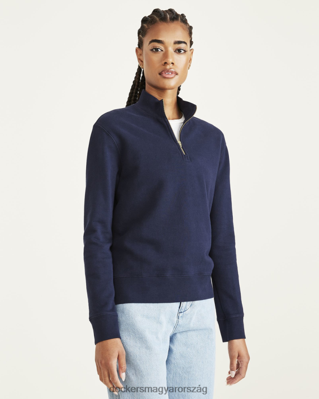 Dockers nők 1/4 cipzáras pulóver, normál szabású P840P1343 ruházat sötétkék blézer - kék
