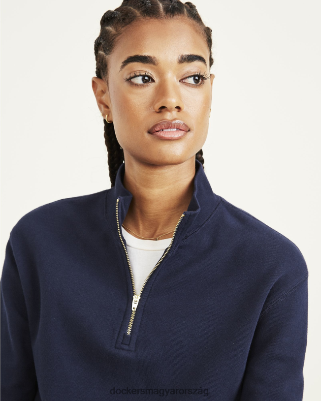 Dockers nők 1/4 cipzáras pulóver, normál szabású P840P1343 ruházat sötétkék blézer - kék
